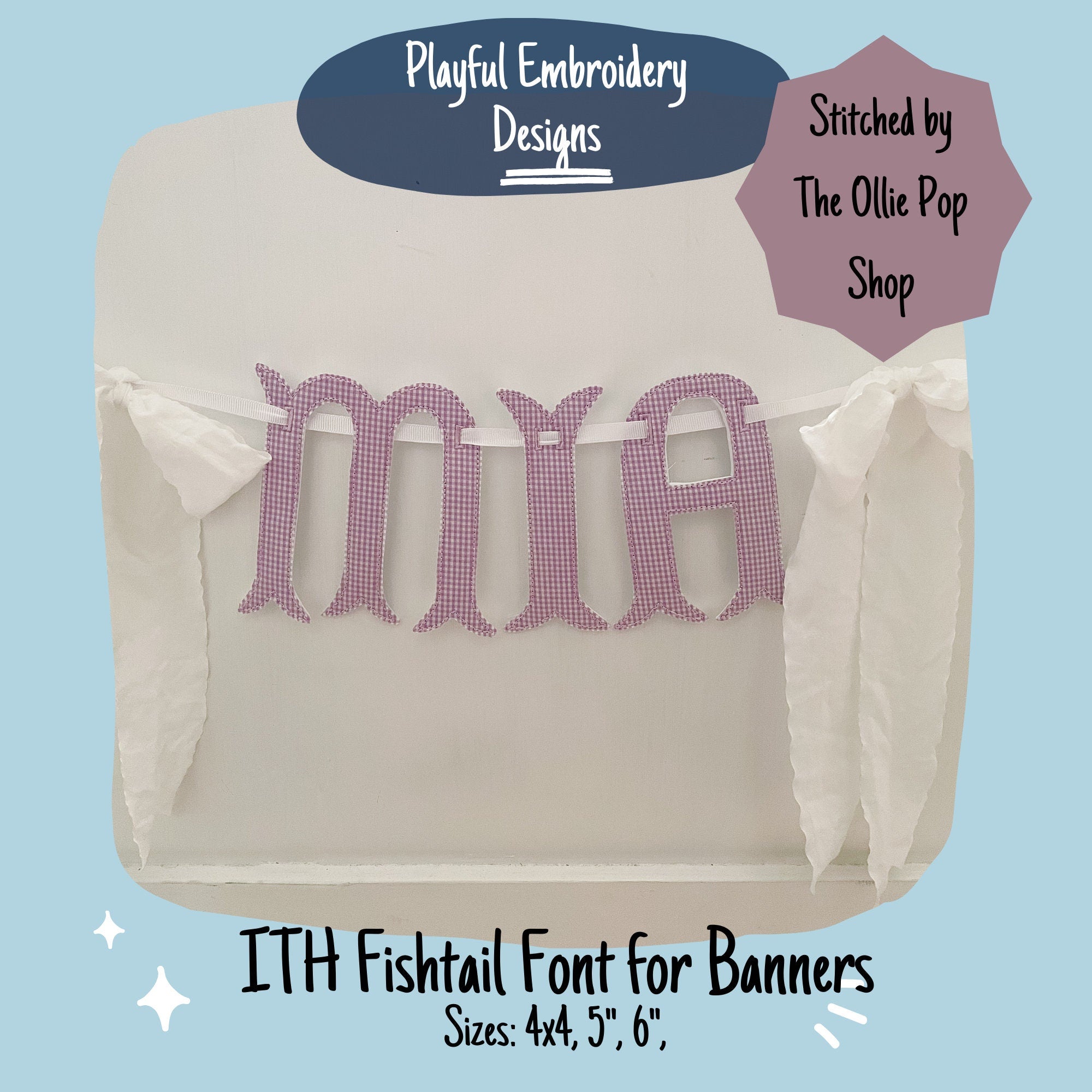In The Hoop Fishtail Font for Machine Embroidery Design, ITH Banner Font, ITH Fishtail Font for Banners