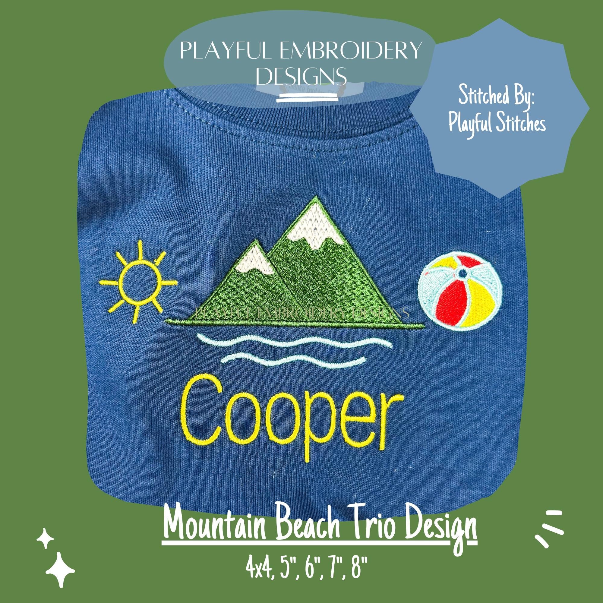 Mountain Beach Trio Machine Embroidery Design, Beach Mountain Embroidery Design, Summer Embroidery Design, Digitial Downlaod