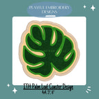 In The Hoop Palm Leaf Coaster Design for Machine Embroidery, ITH Cocktail Napkin Design, Monstera Leaf Coaster Design, Digital Download