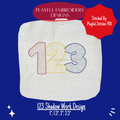 123 Shadow Work Mini Embroidery design, Back to School Embroidery (Digital Download)