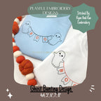 Ghost Bunting Machine Embroidery Design, Bean Stitch Halloween Embroidery Design, Quick Stitching Ghost Design, Digital Download