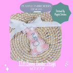 In The Hoop Bunny Banner Machine Embroidery Design, ITH Easter Banner Design, Bean Stitch Bunny Banner, In the Hoop Bunny Banner Design