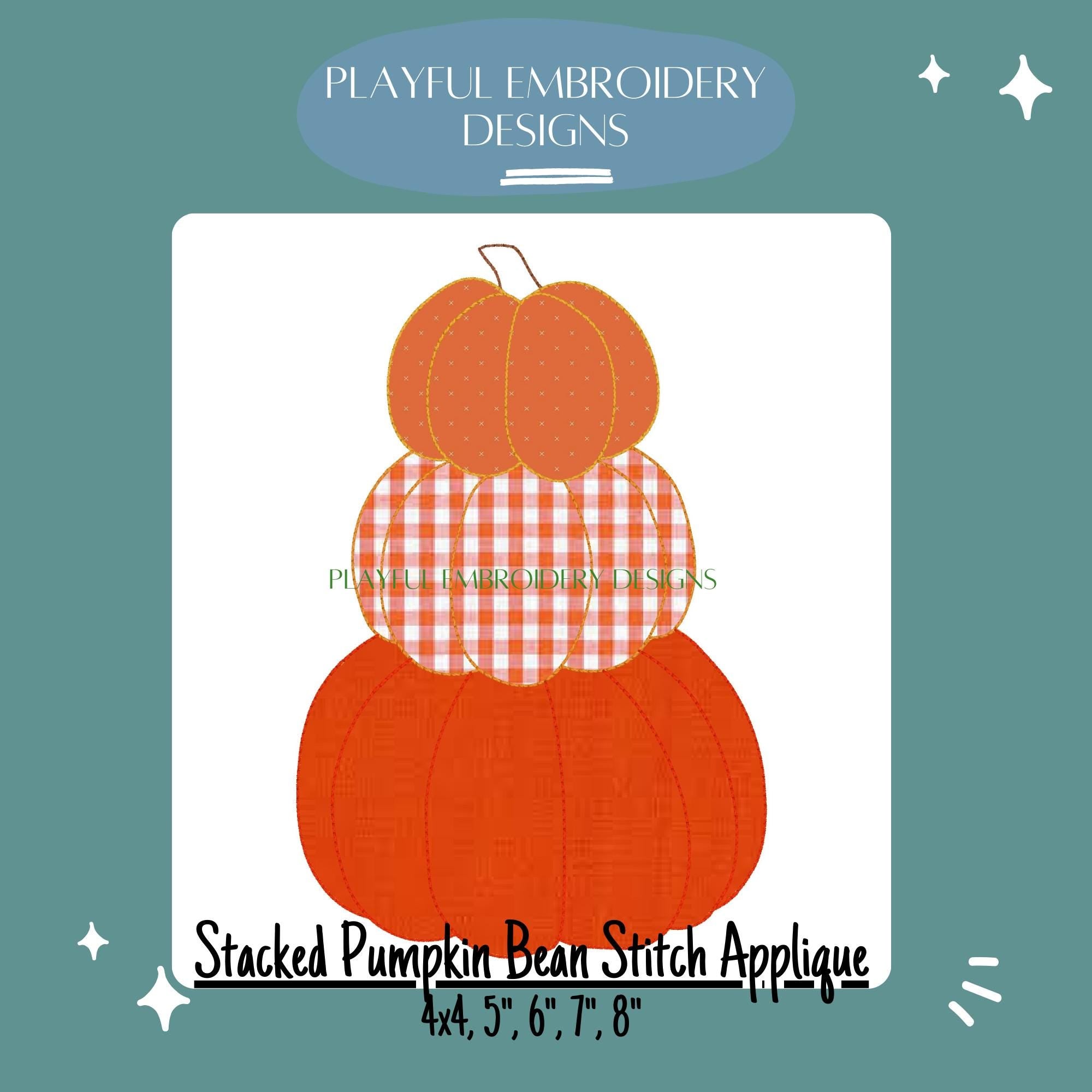 Stacked Pumpkin Trio Bean Stitch Applique Machine Embroidery Design, Applique Pumpkin Design, Simple Pumpkin Design, Bean Stitch Applique