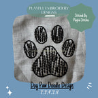 Dog Doodle Paw Print Machine Embroidery Design, Scribble Dog Paw Embroidery Design, Playful Embroidery Designs, Digital Download