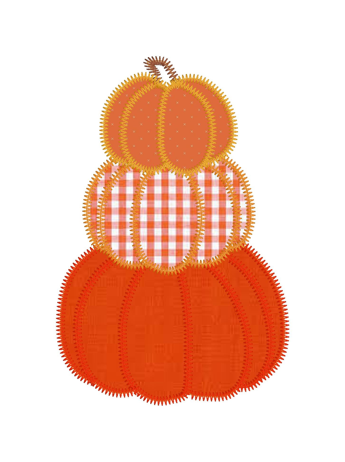 Stacked Pumpkin Trio Zig Zag Stitch Applique Machine Embroidery Design, Applique Pumpkin Design, Simple Pumpkin Design, Digital Download