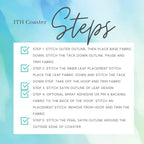 In The Hoop Palm Leaf Coaster Design for Machine Embroidery, ITH Cocktail Napkin Design, Monstera Leaf Coaster Design, Digital Download