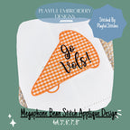 Megaphone Bean Stitch Applique Design for Machine Embroidery, Team Spirit Embroidery Design, Cheerleader Design, Bean Stitch Applique