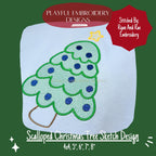 Scalloped Christmas Tree Sketch Design for Machine Embroidery, Christmas Tree Embroidery Design, Sketch Christmas Tree Design