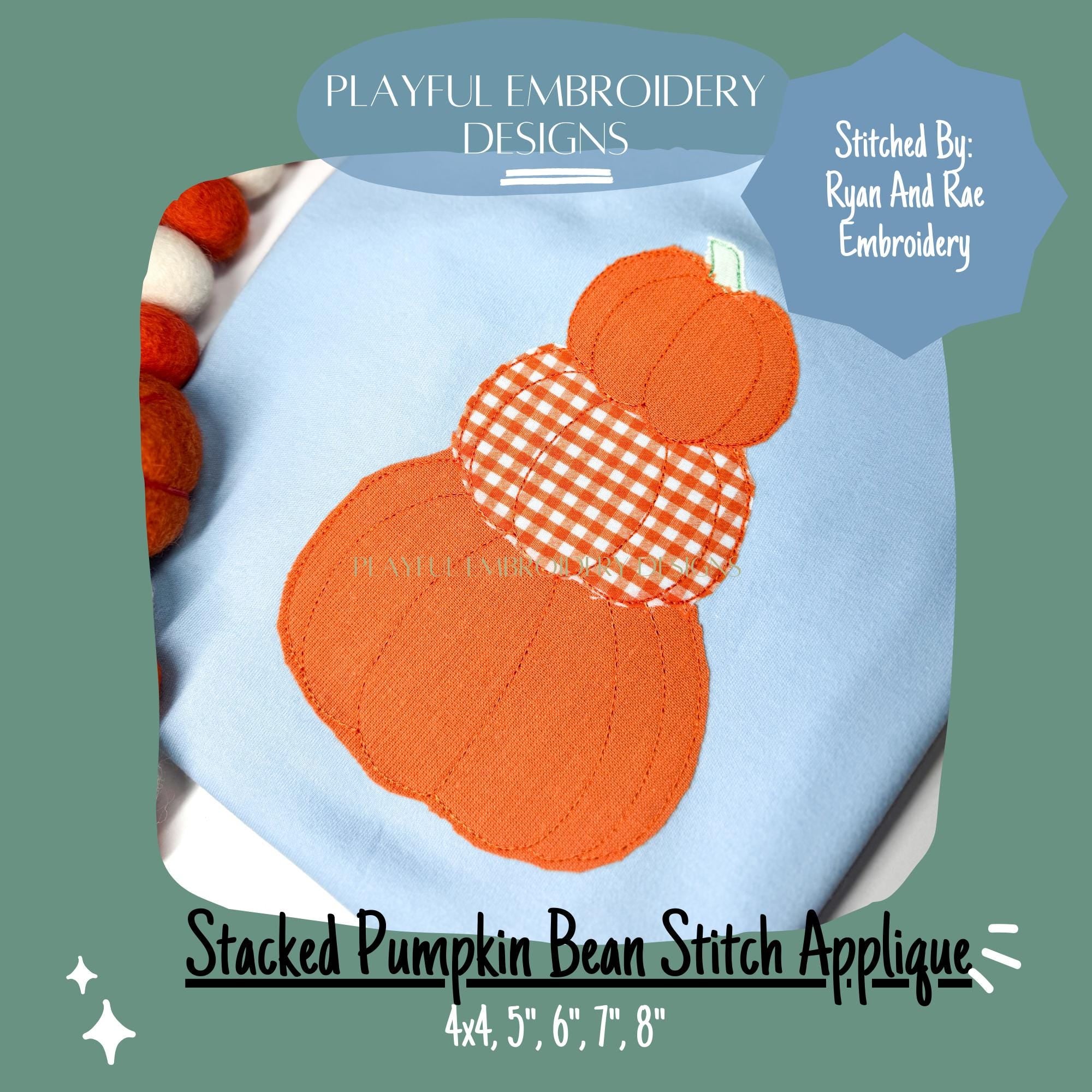 Stacked Pumpkin Trio Bean Stitch Applique Machine Embroidery Design, Applique Pumpkin Design, Simple Pumpkin Design, Bean Stitch Applique