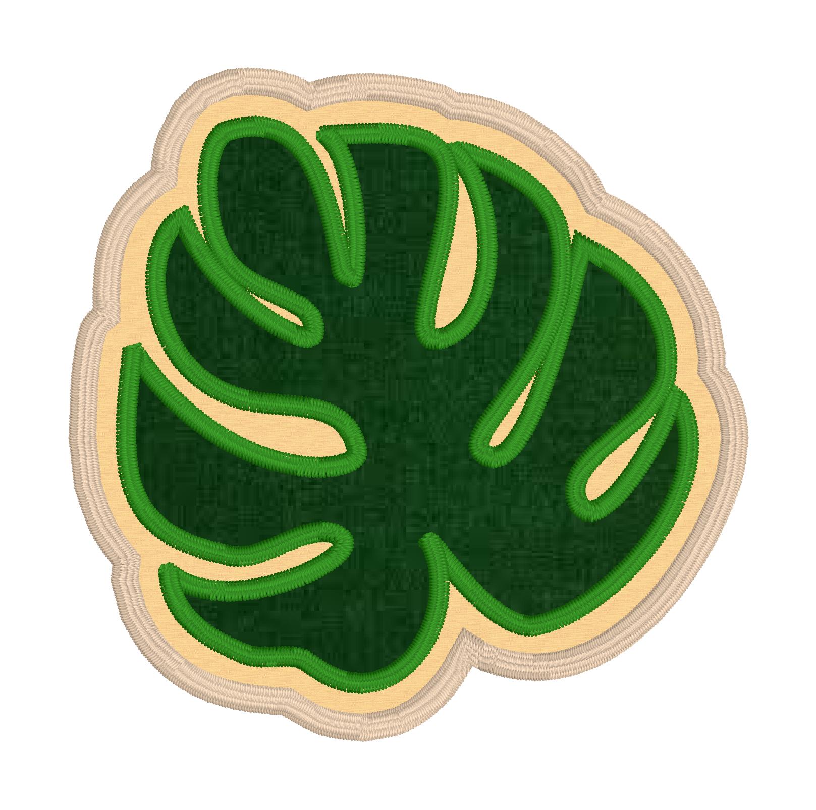 In The Hoop Palm Leaf Coaster Design for Machine Embroidery, ITH Cocktail Napkin Design, Monstera Leaf Coaster Design, Digital Download