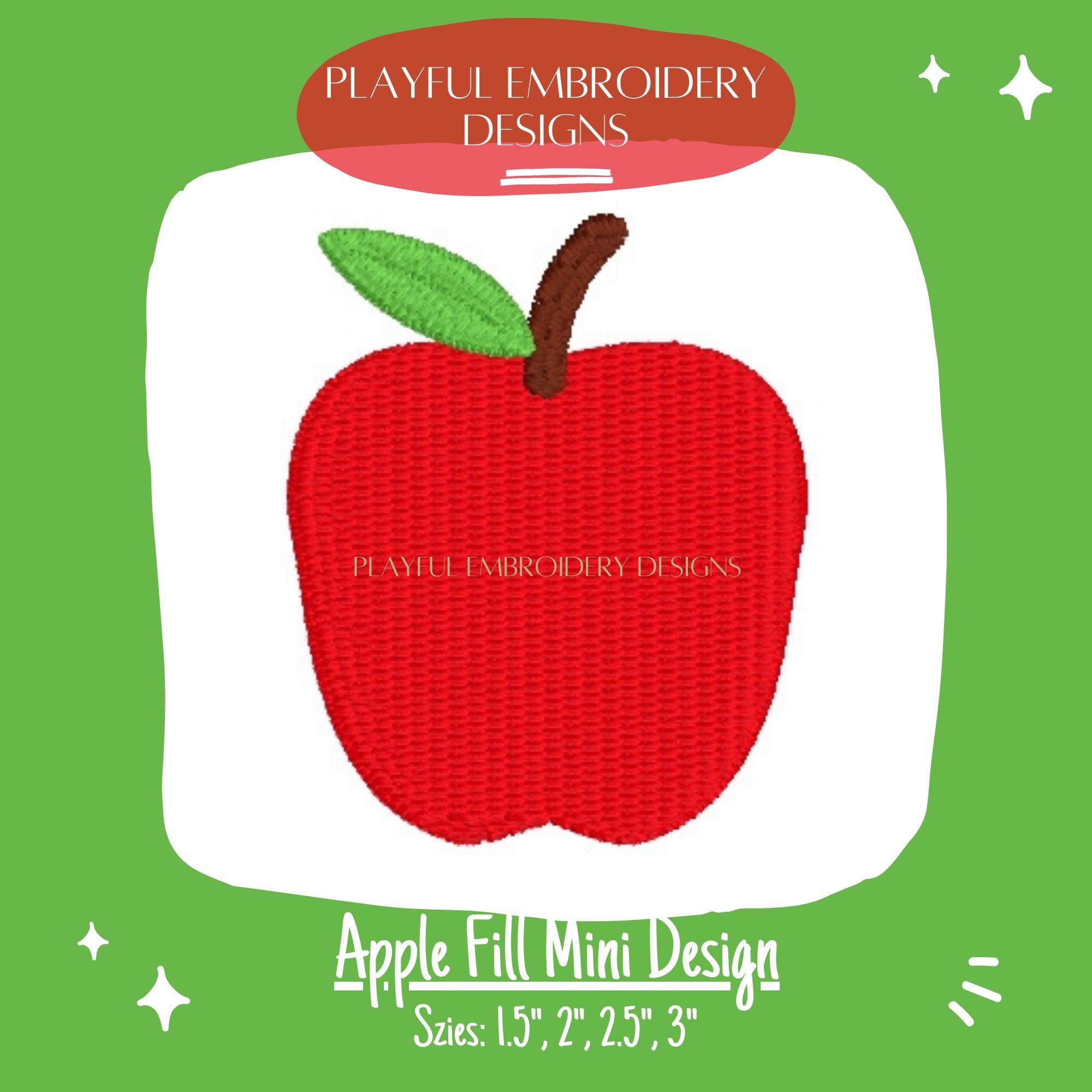 Apple Mini Machine Embroidery Design, Apple Mini Fill Design, Fill Apple Design, Back to School Embroidery Design