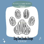 Dog Doodle Paw Print Machine Embroidery Design, Scribble Dog Paw Embroidery Design, Playful Embroidery Designs, Digital Download