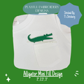 Alligator Mini Machine Embroidery Design, Fill Stitched Alligator Embroidery Design (Digital Download)