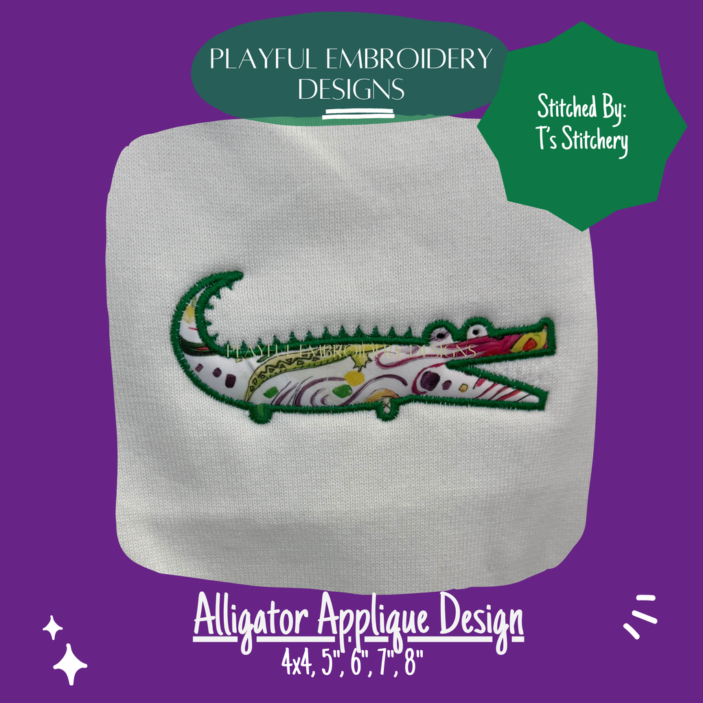Alligator Applique Design for Machine Embroidery (Digital Download)