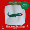 Alligator with Hearts Mini Machine Embroidery Design, Valentine Alligator Embroidery Design (Digital Download)