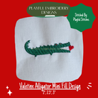 Alligator with Hearts Mini Machine Embroidery Design, Valentine Alligator Embroidery Design (Digital Download)