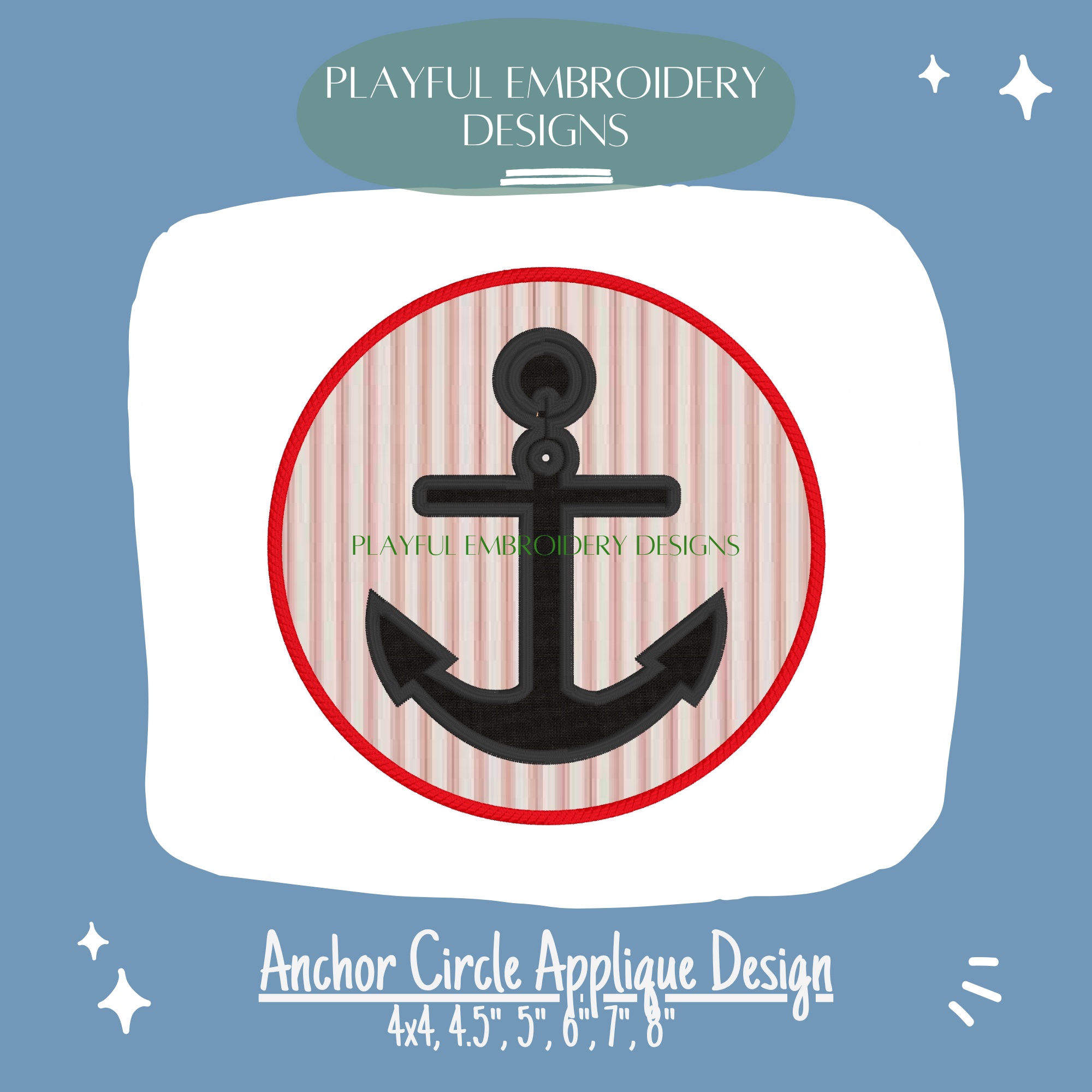 Anchor Circle Applique Machine Embroidery Design (Digital Download)