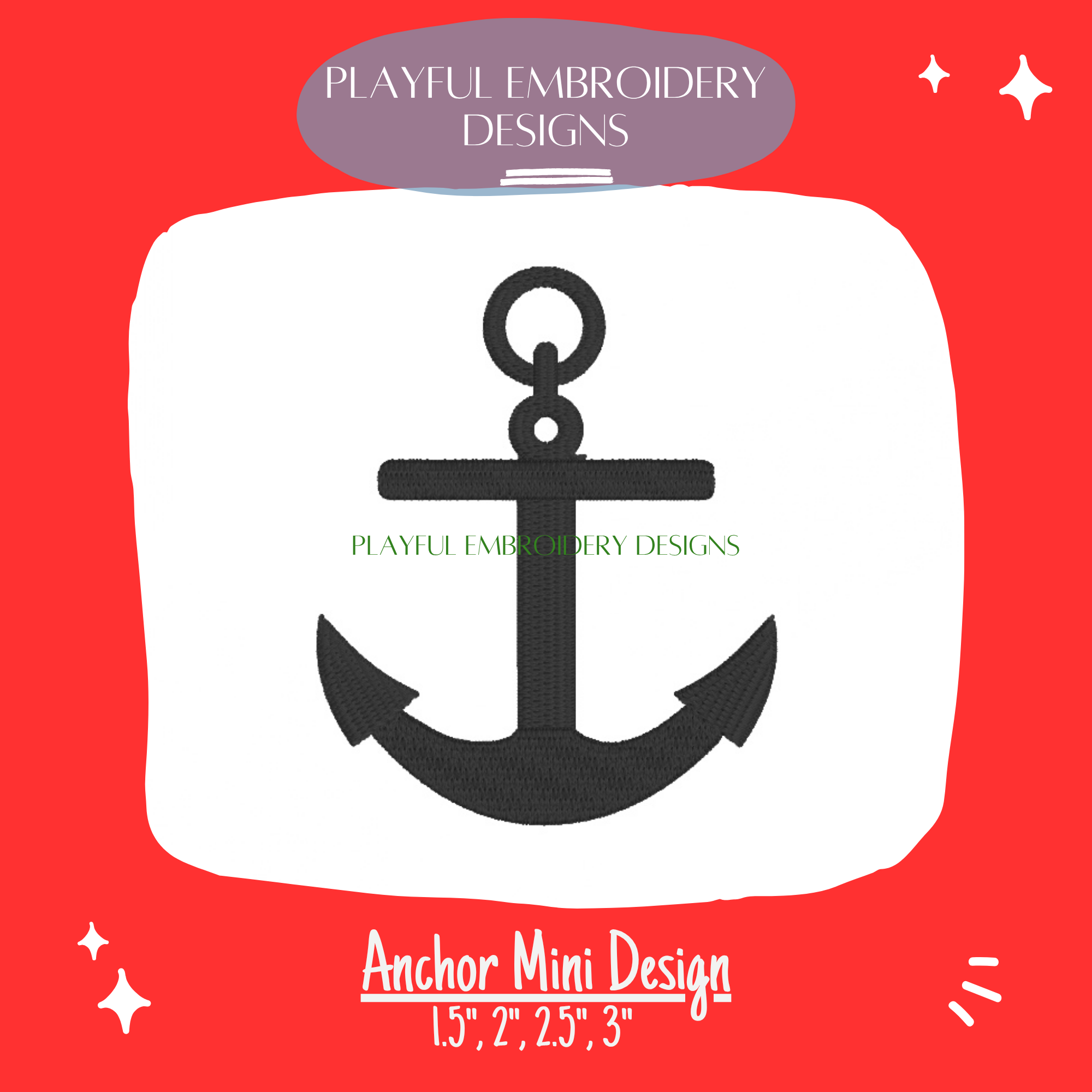 Anchor Mini Machine Embroidery Design (Digital Download)