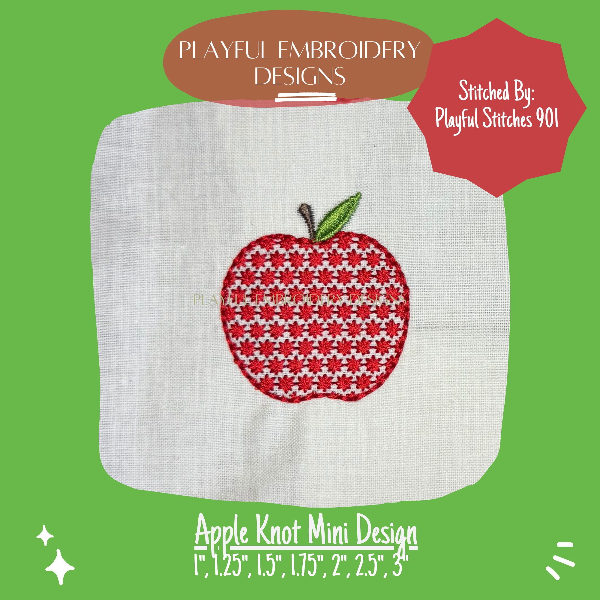 Apple Mini Knot Pattern Machine Embroidery Design (Digital Download)
