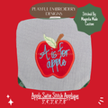 Satin Stitch Apple Applique Machine Embroidery Design (Digital File)
