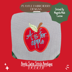 Satin Stitch Apple Applique Machine Embroidery Design (Digital File)