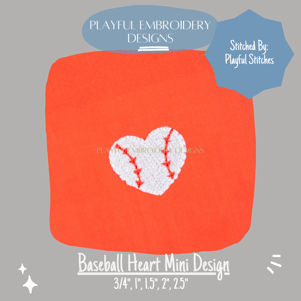 Baseball Heart Mini Embroidery Design (Digital Download)