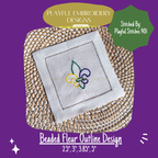 Beaded Fleur de Lis Outline Machine Embroidery Design, Three Color Fleur Embroidery Design, Mardi Gras Fleur Design (Digital Download)