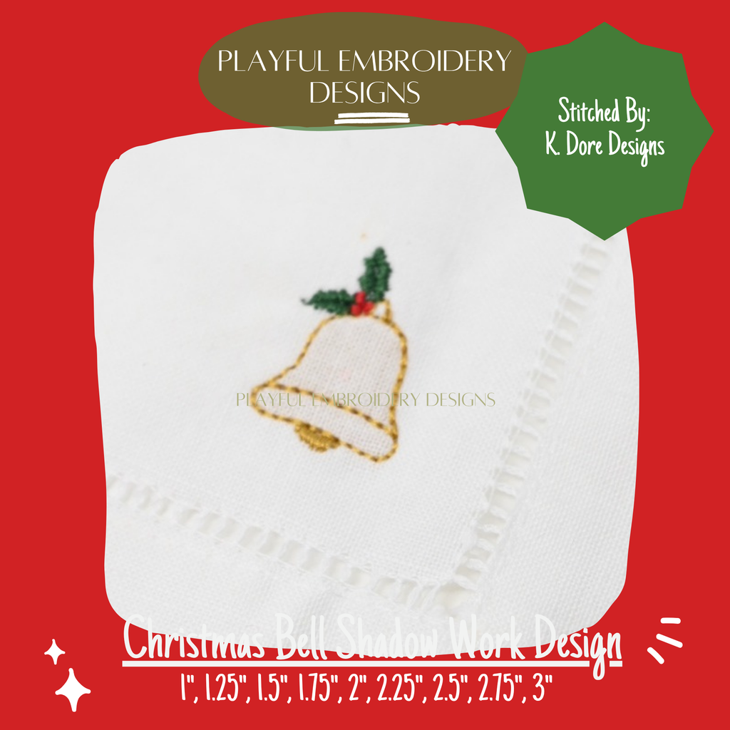 Christmas Bell Shadow Work Mini Embroidery design, Bell Shadow work Machine Embroidery Design, Digital Download