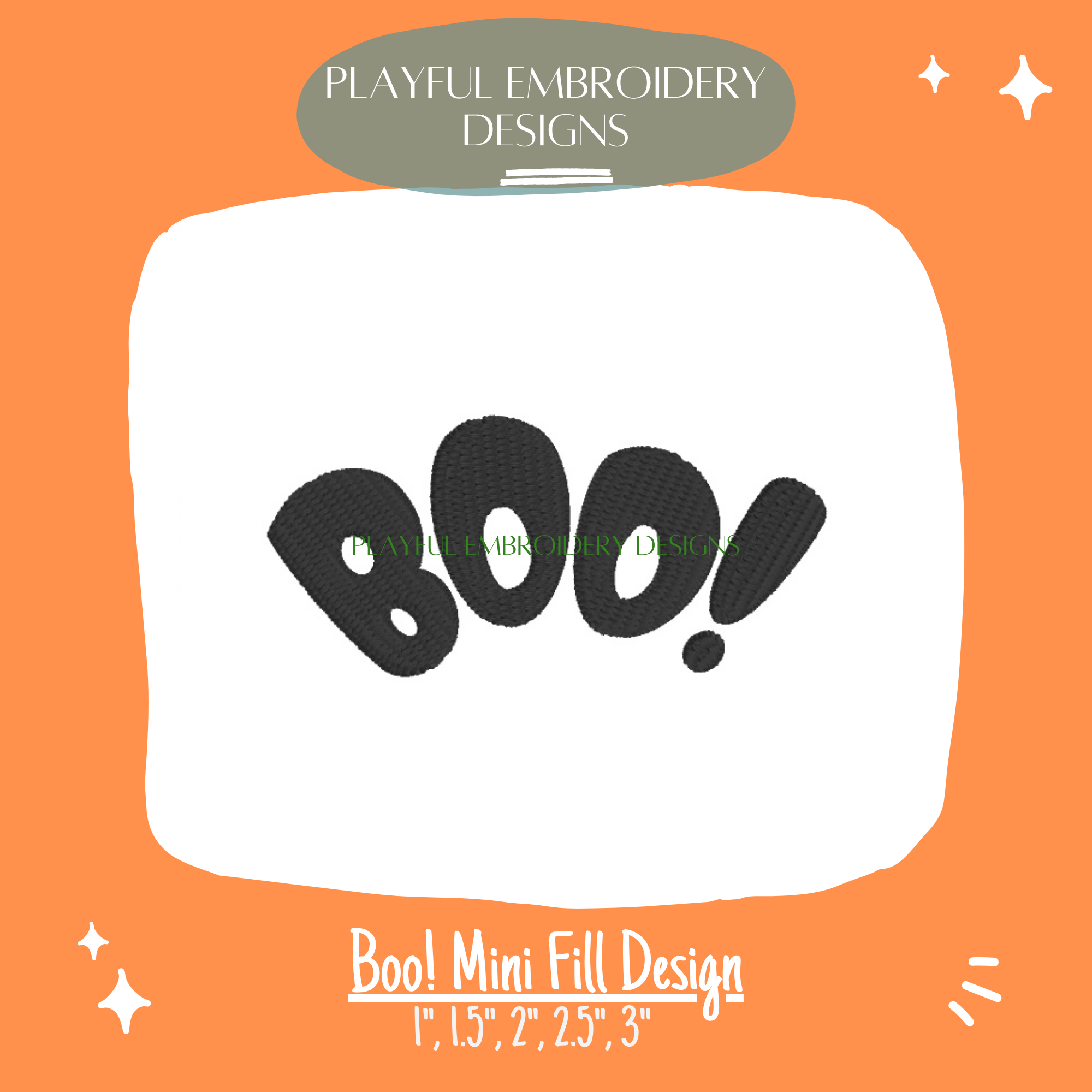 Boo! Mini fill embroidery design  for machine embroidery (Digital File)
