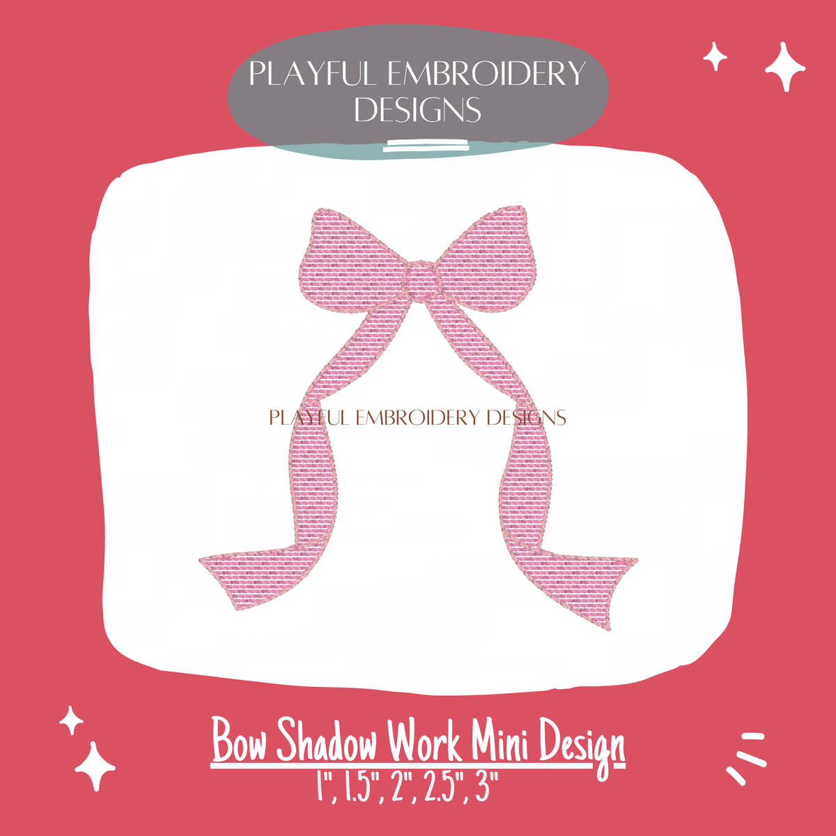 Bow Shadow Work Embroidery Design for Machine Embroidery (Digital Download)