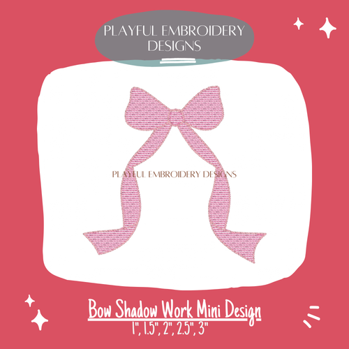 Bow Shadow Work Embroidery Design for Machine Embroidery (Digital Download)