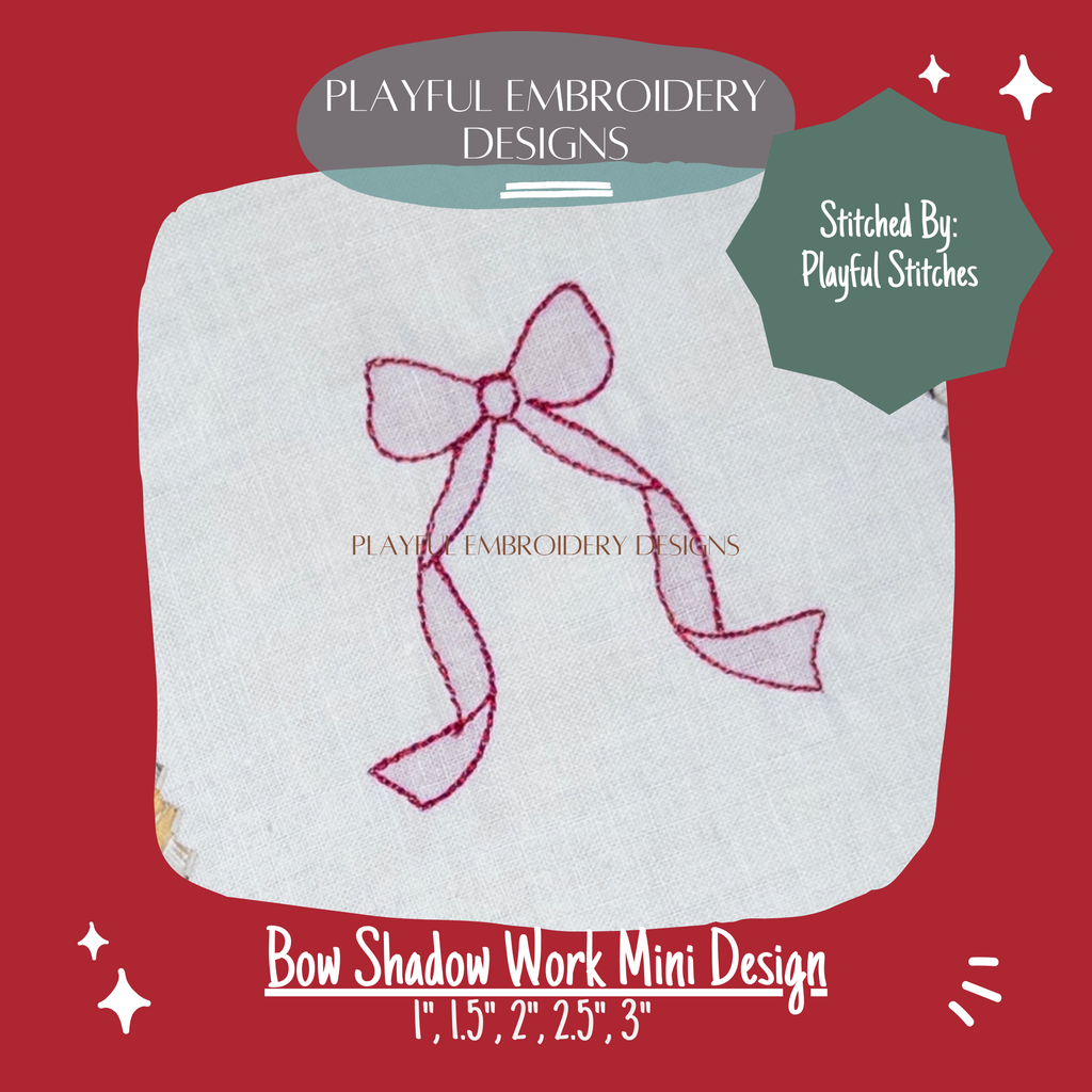 Bow Shadow Work Embroidery Design for Machine Embroidery (Digital Download)