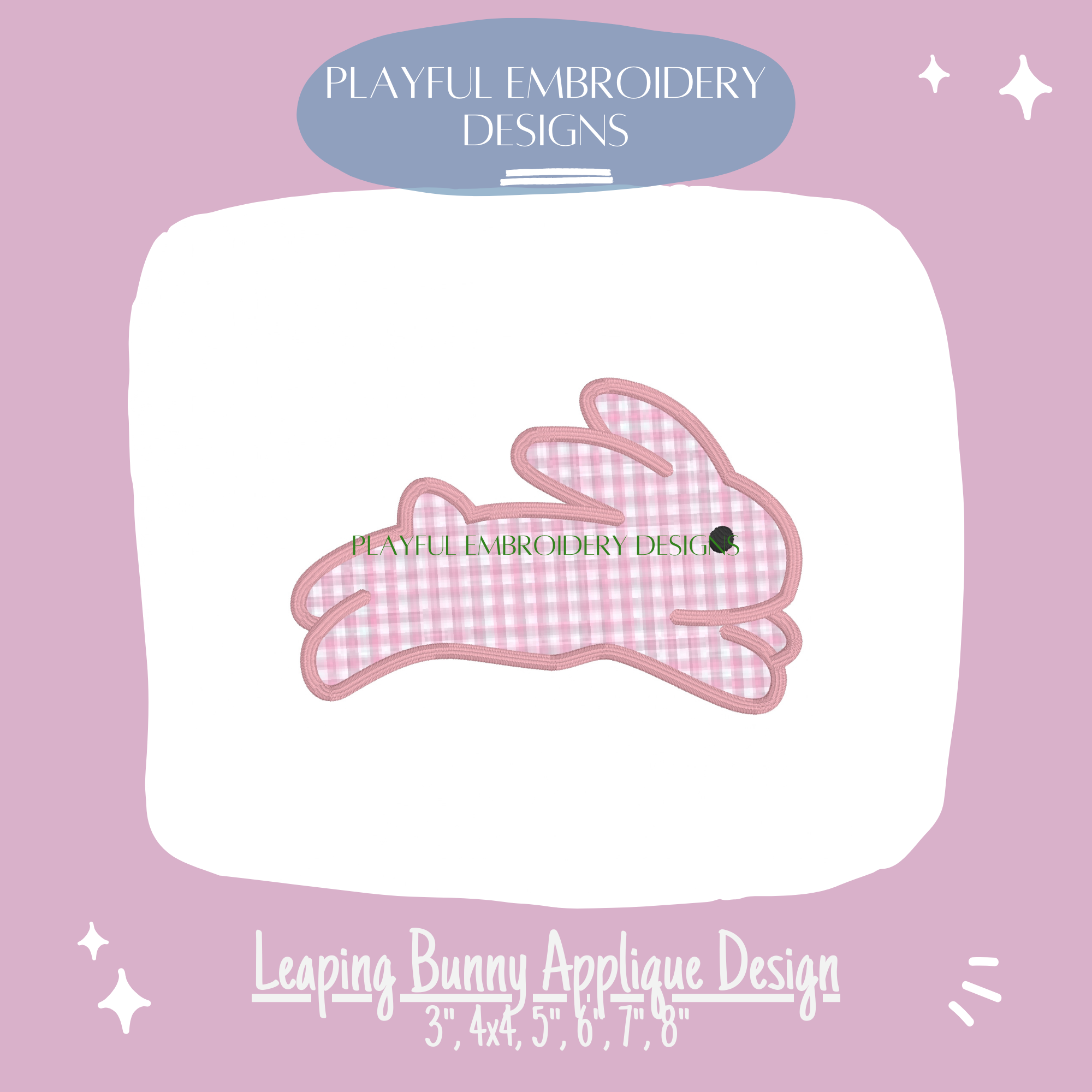 Leaping Bunny Applique Machine Embroidery Design, Easter Bunny (Digital File)