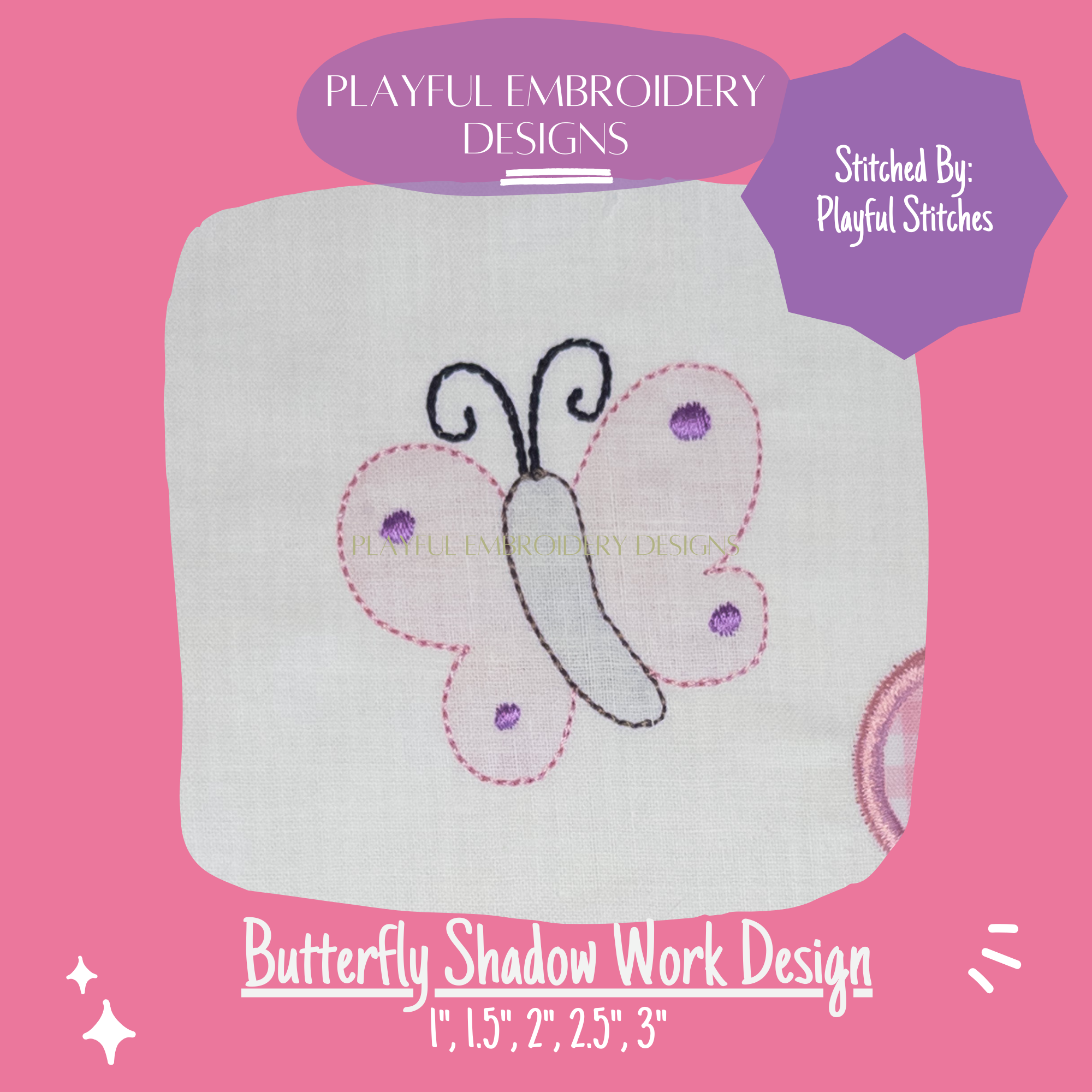 Butterfly Shadow Work Embroidery Design for Machine Embroidery (Digital Download)