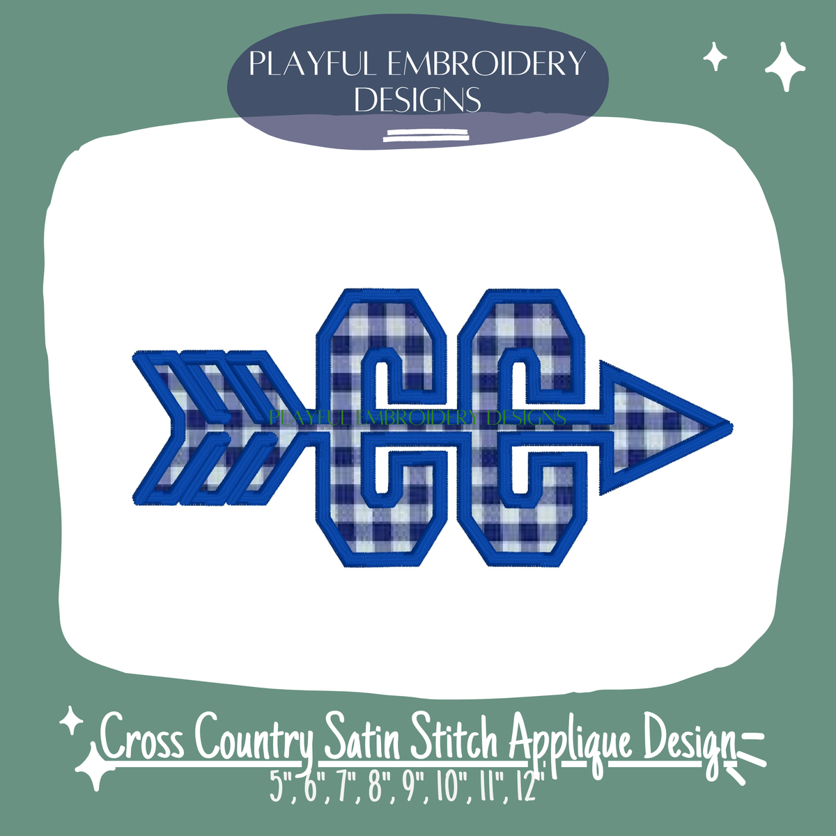 Cross Country Arrow Satin Stitch Applique Design for Machine Embroidery (Digital File)