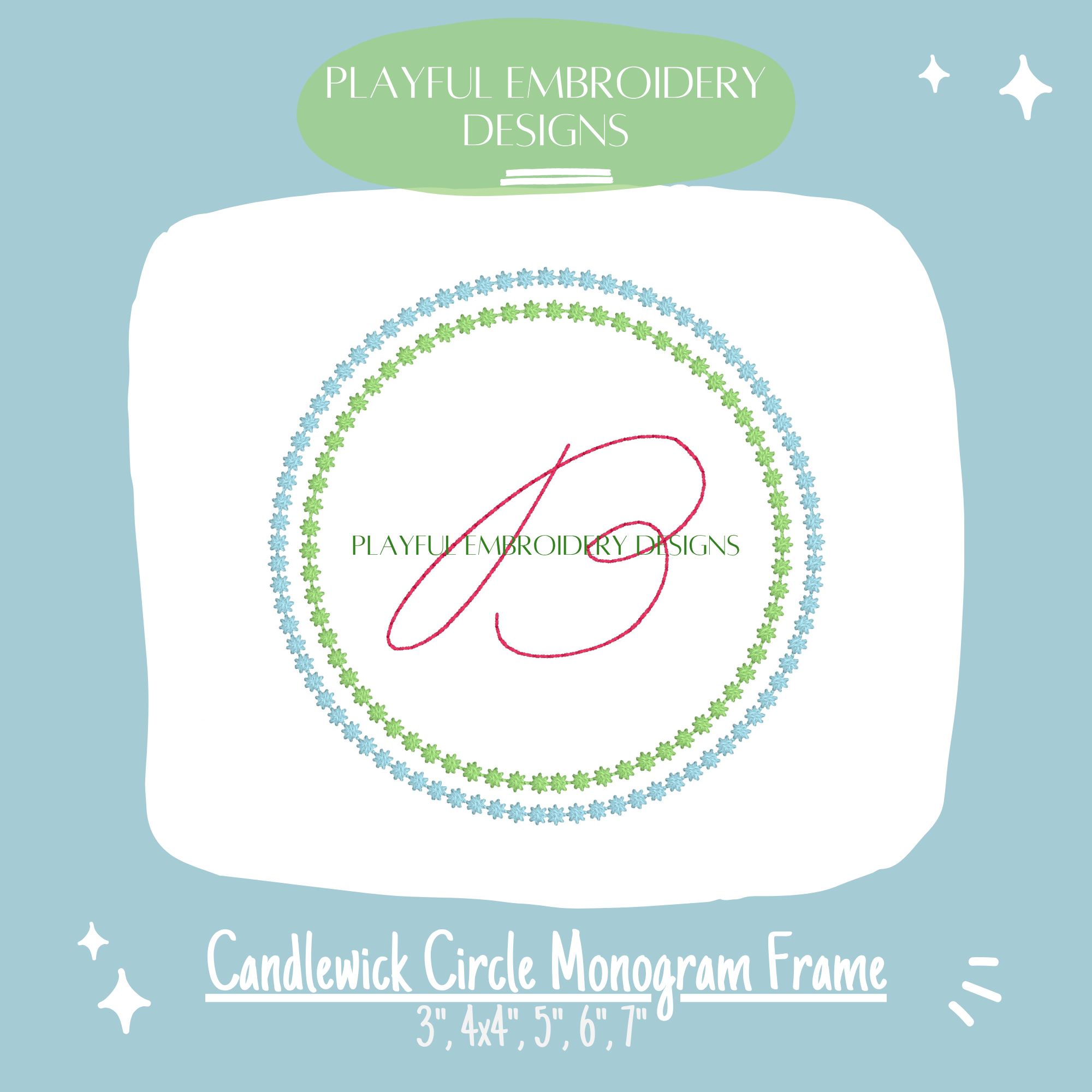 Candlewick Circle Monogram Frame for Machine Embroidery (Digital File)
