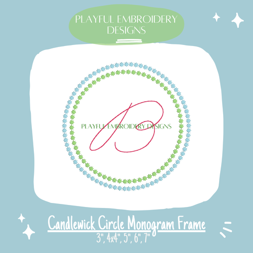 Candlewick Circle Monogram Frame for Machine Embroidery (Digital File)