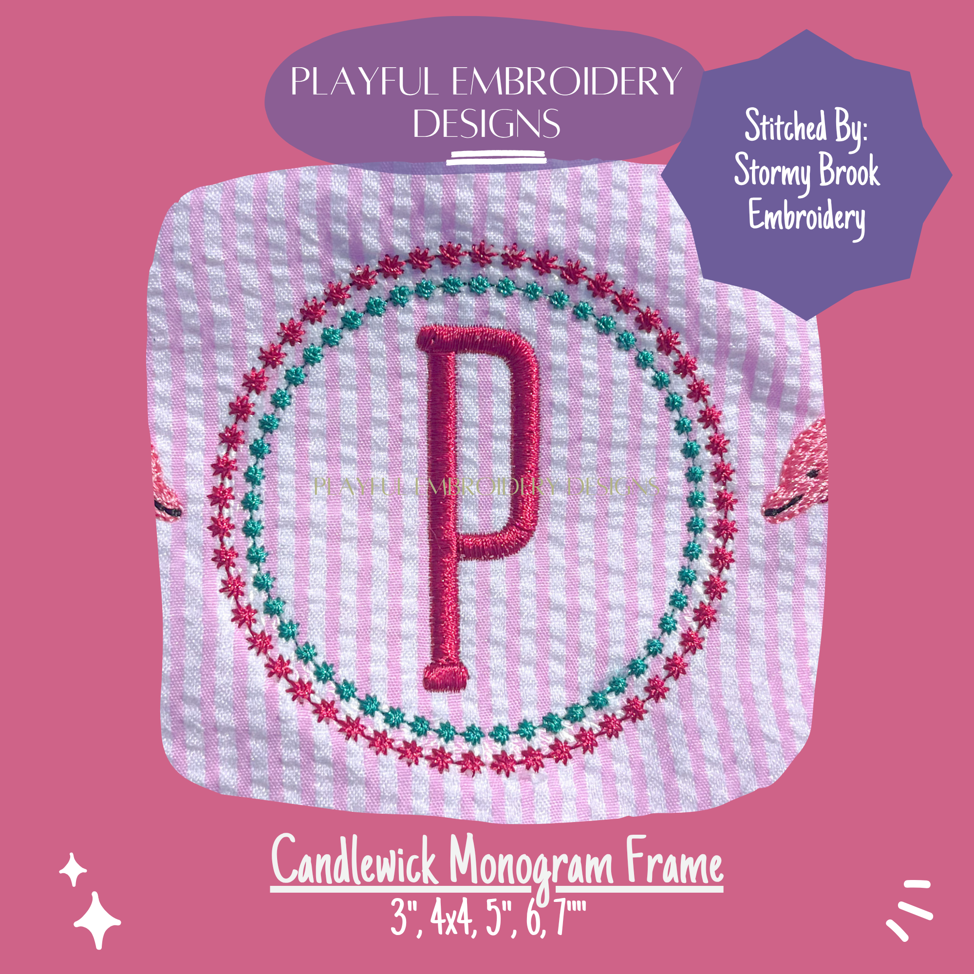Candlewick Circle Monogram Frame for Machine Embroidery (Digital File)