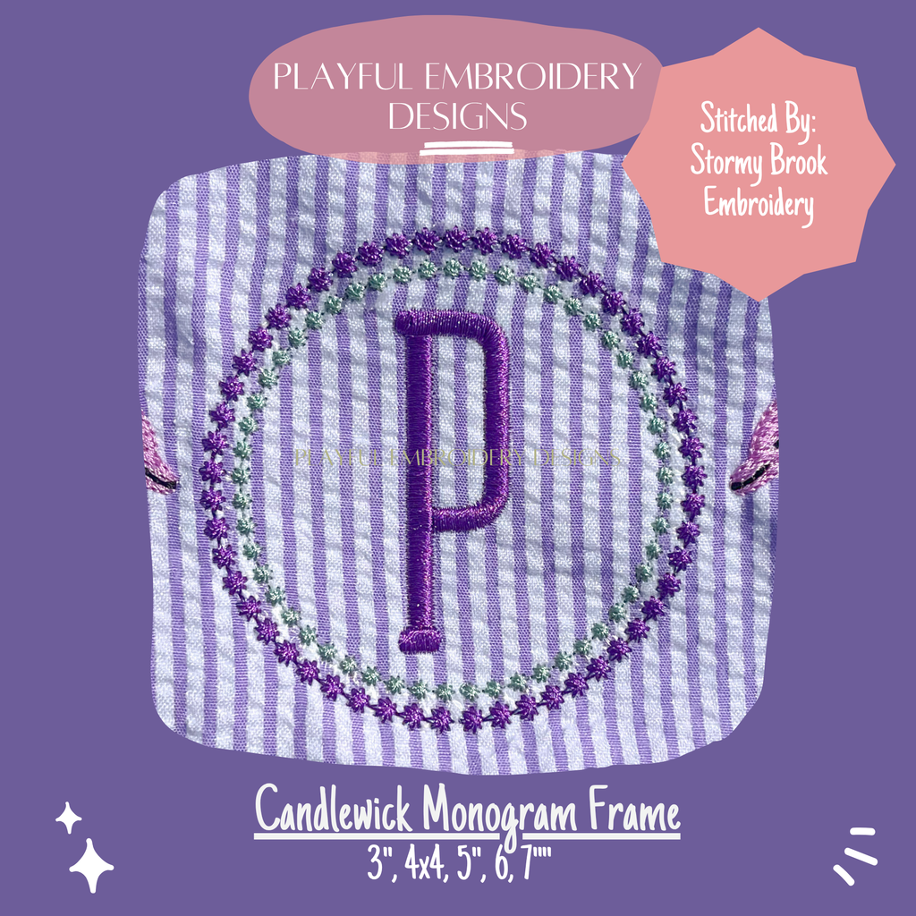 Candlewick Circle Monogram Frame for Machine Embroidery (Digital File)