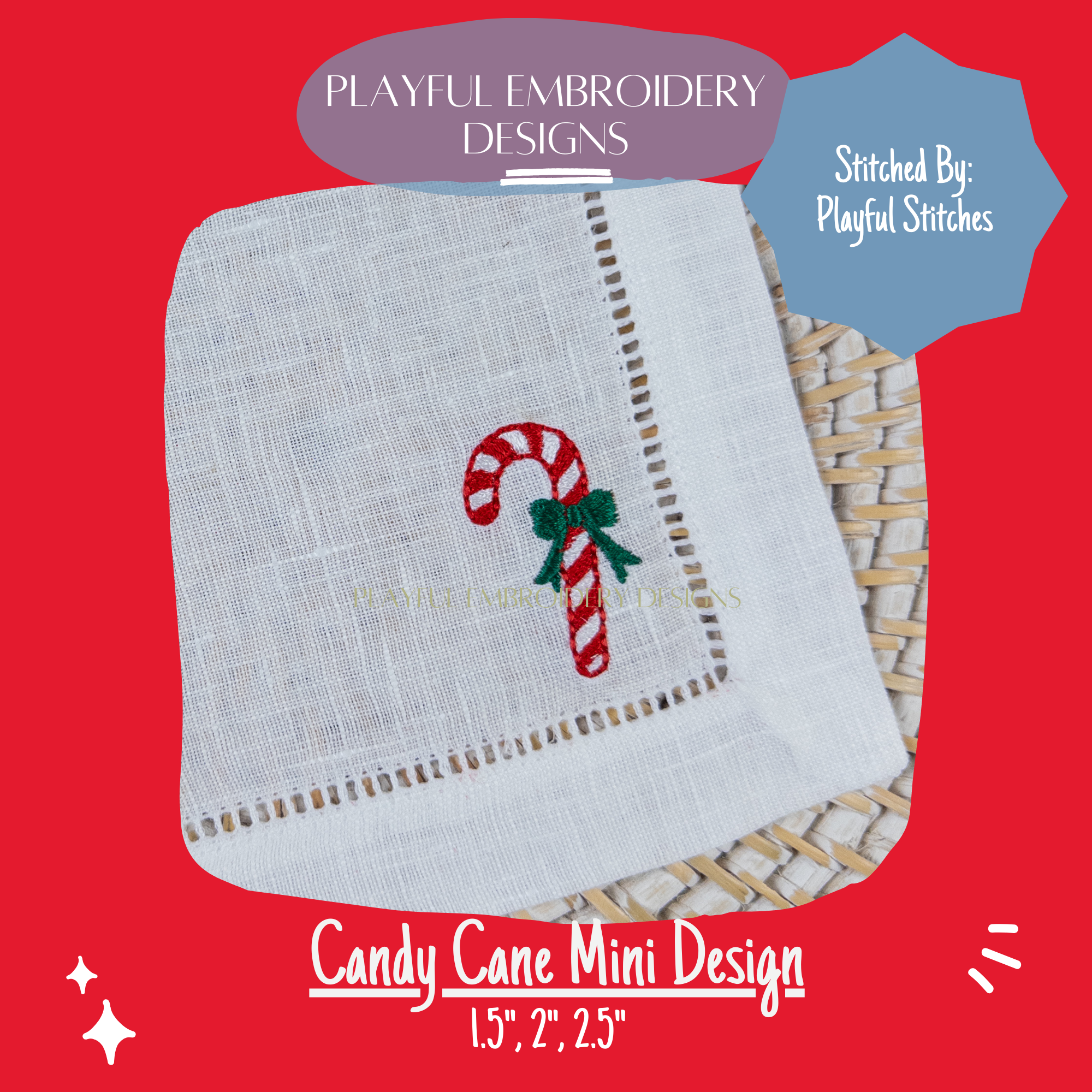 Candy Cane Machine Embroidery Design, Mini Candy Cane Embroidery Design, Tiny Christmas Designs for small embroidery, Digital Download