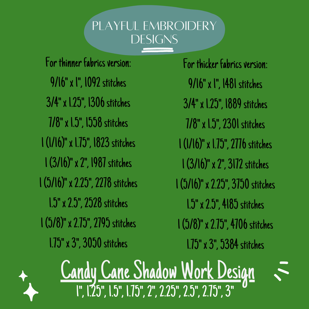 Candy Cane Shadow Work Mini Embroidery design, Candy Cane Shadow work Machine Embroidery Design, Digital Download