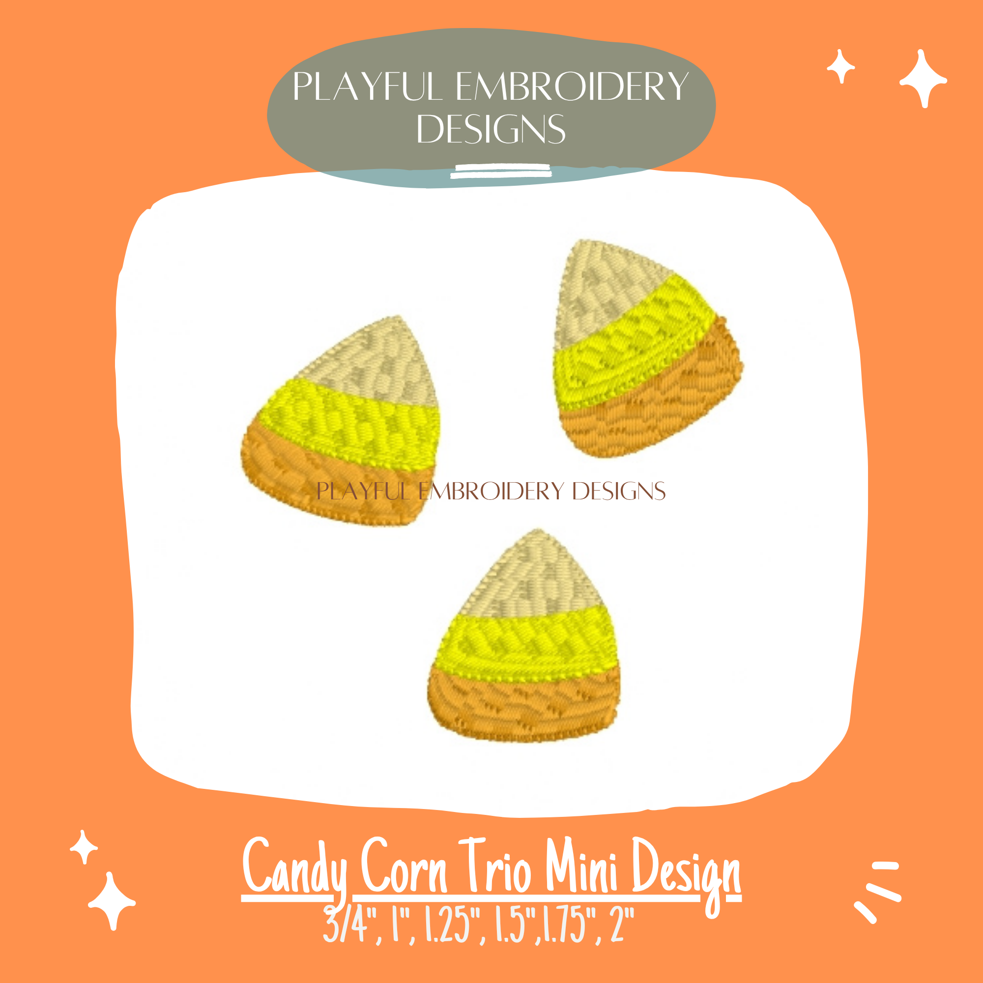 Candy Corn Trio Mini Embroidery Design for Machine Embroidery (Digital File)