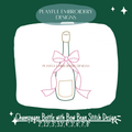 Quick Stitch Champagne Bottle with Bow Bean Stitch Embroidery Design (Digital File)