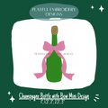 Champagne Bottle with Bow Mini Design for Machine Embroidery (Digital File)