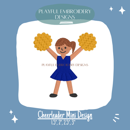 Cheerleader Mini Design for Machine Embroidery (Digital File)