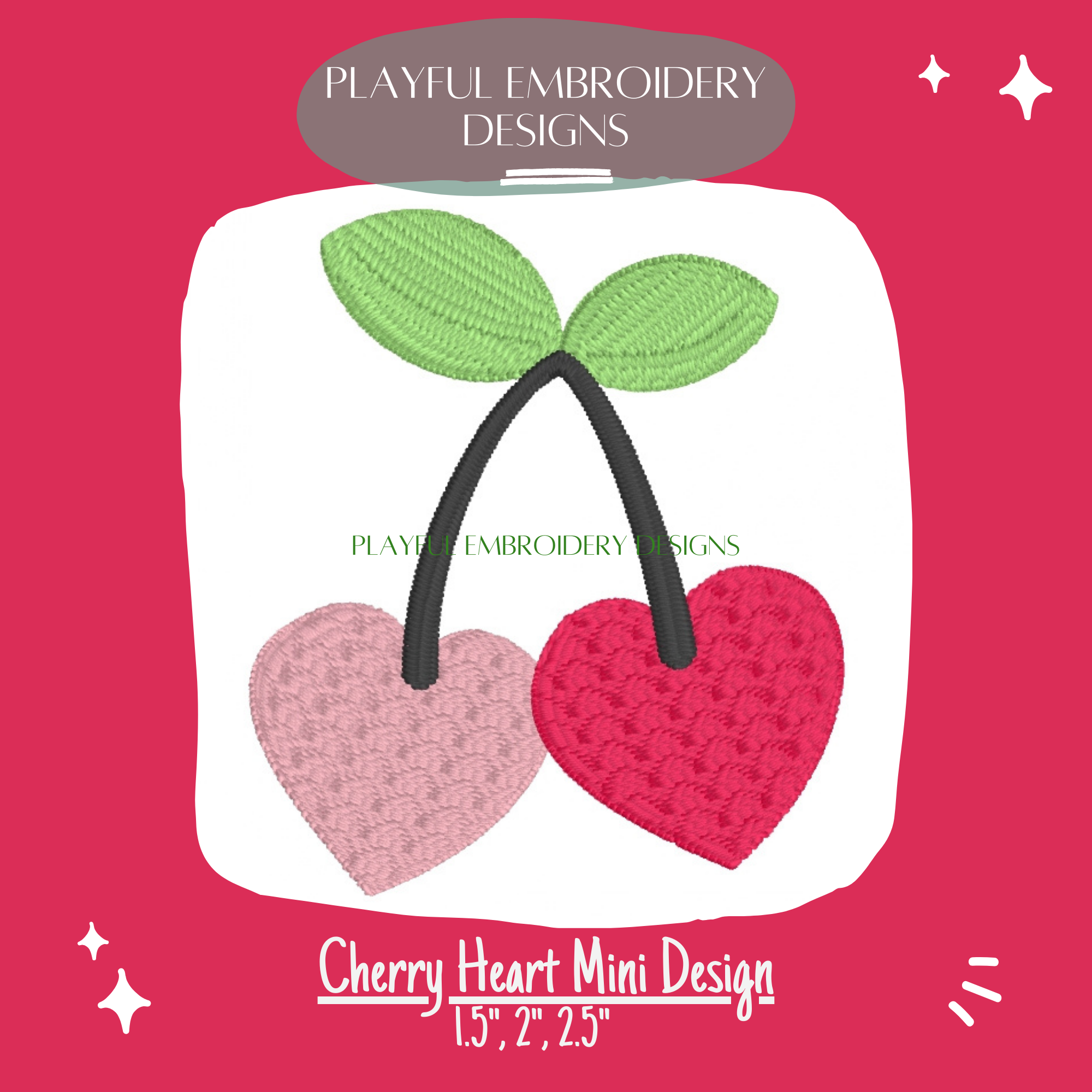 Cherry Heart Mini Machine Embroidery Design (Digital Download)