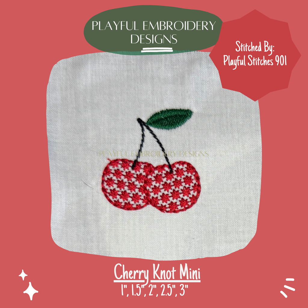 Cherry Mini Knot Pattern Machine Embroidery Design (Digital Download)