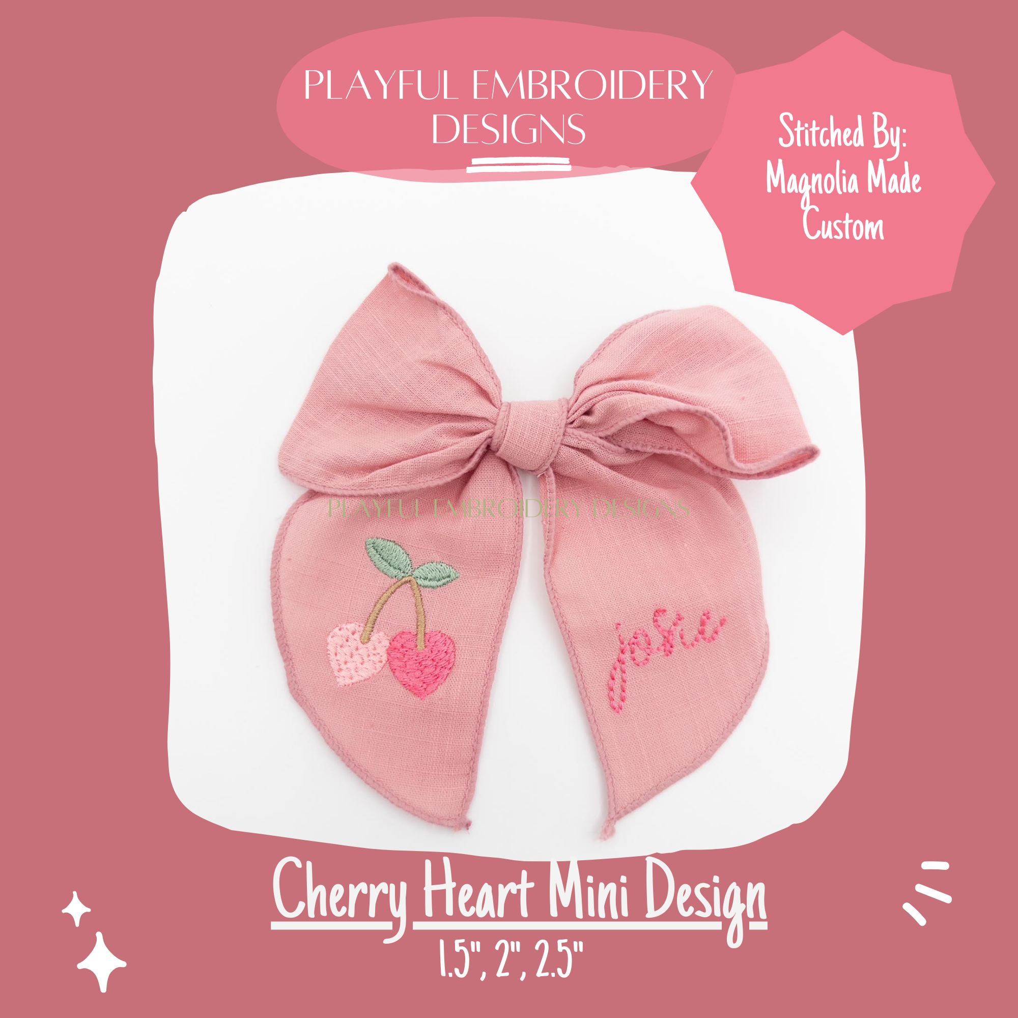 Cherry Heart Mini Machine Embroidery Design (Digital Download)