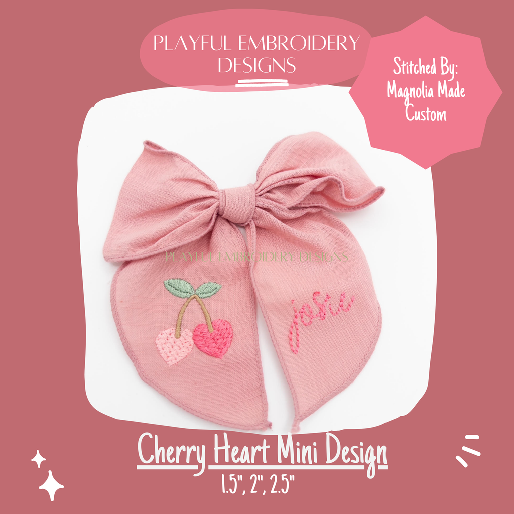 Cherry Heart Mini Machine Embroidery Design (Digital Download)