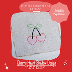 Cherry Heart Shadow Work Embroidery Design for Machine Embroidery (Digital Download)